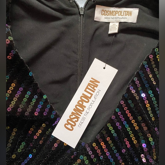NWT Cosmopolitan Maya Long Sleeve Stretch Black Multi Minj Dress (Size XS) - Picture 4 of 6